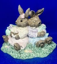 Vintage Mervyn's Easter Bunny Rabbit Boy & Girl Sleeping Resting Tea Figurine picture