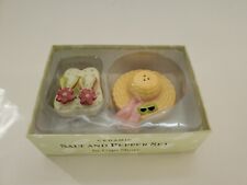 Cape Shore SALT & PEPPER SHAKERS Set of Beach Slippers And Hat picture