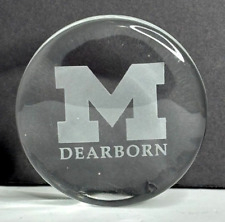 University of Michigan Dearborn Glass Paperweight Round Clear Glass picture