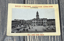 Vintage Red Cross Cough Drops Gottenburg Advertisement Gustaf Adolfs Torg  picture