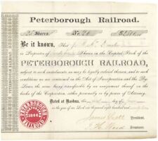 Peterborough Railroad - 1870's dated New Hampshire Railway Stock Certificate - R picture
