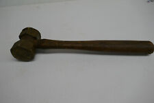 Vintage METZ Stamped Solid  Brass Hammer with wood handle.  Made in U.S.A. picture