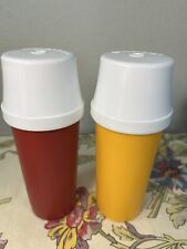 Tupperware Mustard & Ketchup Dispensers Container Pumps with Lids 1329-8 Vintage picture