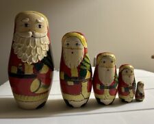 Pre-owned Santa Claus Wooden Nesting Dolls (Set of 5) – Christmas Decoration picture