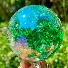 278G  Natural Titanium Rainbow Quartz sphere Crystal ball Healing picture
