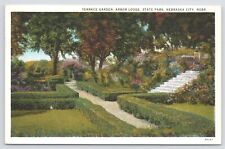 Nebraska City Nebraska~Arbor Lodge State Park~Terrace Garden~1920s Postcard picture