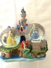 VTG DISNEY STORE Princess Castle Ariel Belle Cinderella Mini Double Snow Globe picture