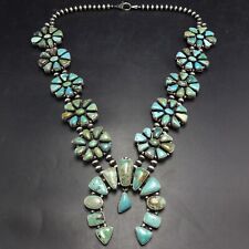 MAGNIFICENT Ella Peter NAVAJO Sterling Silver TURQUOISE Squash Blossom NECKLACE picture