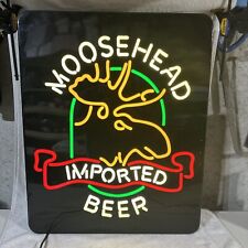 AWESOME VINTAGE MOOSEHEAD IMPORTED BEER LIGHT UP SIGN MAN CAVE picture