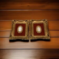 2 Vintage Turner Wall Accessory Cameo Velvet Picture Decor Victorian Gold Frame picture