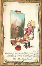 1903 Tuck Valentine Card Little Girl Artist Paints Lovely Sketch of You~Unposted picture