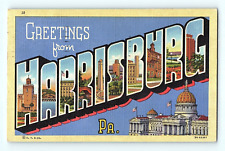 Greetings from Harrisburg Pennsylvania 1946 Vintage Postcard E4 picture
