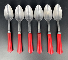 Vintage Red Bakelite Spoons Set of 6 picture