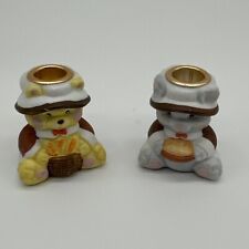 VINTAGE RUSS BERRIE Mini Thanksgiving Harvest Bear Pie Mouse 14392 Candleholders picture