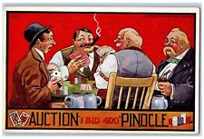 c1910's Men Cigarette Smoke Gambling Pinocle Unposted Antique Postcard picture