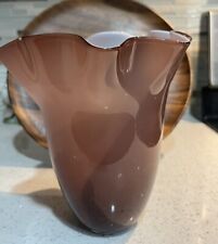 Vintage Italian Venini Style Handkerchief Amethyst Purple Cases Art Glass Vase picture