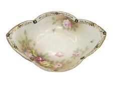 Antique Nippon Porcelain Serving Dish w/ Handles Hand Painted Moriage Maple Leaf picture