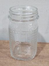 Vintage Waffle Grid Pint Square Owens-Illinois Glass Canning Jar picture
