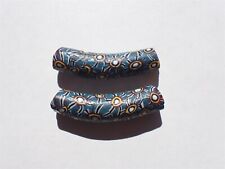 Antique Venetian Millefiori Elbow Beads, Rare colors/pattern- 43x10-10.5mm - 2 picture