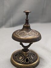 Vintage Italian Ornate Desk Bell Brass SunFlower Pattern picture