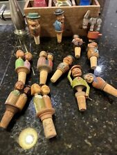 Lot Of 12 Vintage Hand Carved Wood Wine Stoppers🔥🔥🔥🔥 picture