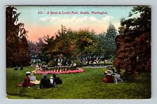 Seattle WA-Washington Leschi Park Scene, Victorian Visitors Vintage Postcard picture