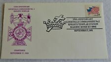 MASONIC FIRST DAY COVER, 150th ANNIVERSARY, LOUISVILLE COMMANDERY NO.1, 1991 picture