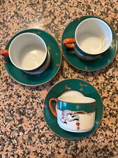 Le Cirque Restaurant Regis Dho Limoges FR Green Cup and Saucers (set of 3) picture