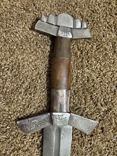 Unique Handmade Damascus Steel Medieval / Viking Style Sword With Leather Sheath picture