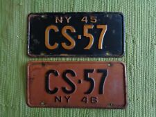 1945 & 1946 New York License Plate CONSECUTIVE Years NY 45 46 Tag Plates CS-57 picture