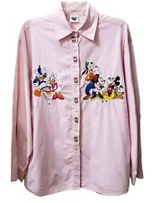 Disney Store Shirt Womens Large Embroidered Characters Long Sleeve Vintage 90s picture