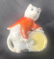 Vintage Miniature Porcelain Cat Playing the Drum Japan picture