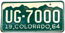 Vintage 1964 Colorado Auto License Plate Man Cave Wall Decor UG-7000 Collector picture