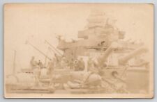 RPPC WW1 Era US Coaling Ship Sailors on Deck Postcard J21 picture