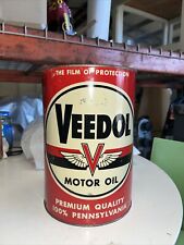 Vintage Veedol Flying V Premium Quality Motor Oil 5 Quart Advertising Tin Can picture