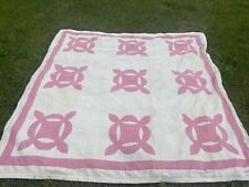 Vintage Pink And White Cutter Or Stacker  Quilt  69” picture