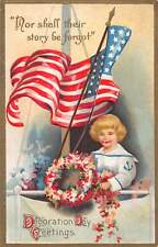 J79/ Patriotic Postcard c10 Memorial Day Ellen Clapsaddle Navy Boy 405 picture