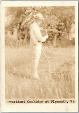 RPPC President Coolidge Sharpening Scythe At Plymouth Vermont Real Photo -T-89 picture