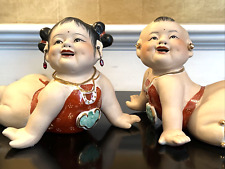 HUGE PAIR Vintage PIANO BABIES, CHINESE PORCELAIN, HAND PAINTED, Very Fine picture