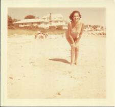 FOUND PHOTOGRAPH Color A DAY AT THE BEACH Original Snapshot VINTAGE 19 35 F picture