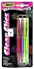 VTG Rare 1993 Bic Wavelengths Clear Clic 3 Pack Pens Pink Purple Green Gold Trim picture