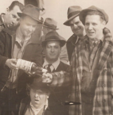 5G Photograph Handsome Men Drinking OLD BARN Whiskey Bottle 1930's Drinking 5x7 picture