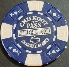 CHILKOOT PASS HD ~ SKAGWAY, ALASKA ~ Blue AKQJ ~ Harley Davidson Poker Chip picture