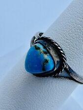 Vintage Navajo Old Pawn Silver Natural Turquoise Cabochon Ring picture