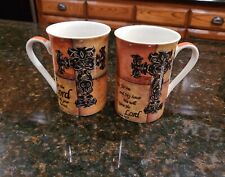 SET (2) Kent Pottery 10 oz Cross Mugs - Joshua 24:15 and Proverbs 3:5 - Trust picture