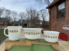 VTG~Pyrex Milk Glass Butterfly Gold Corelle~Creamer, Sugar, Butter Tub (no lid) picture