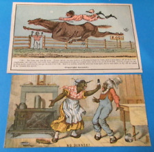 2 ANTIQUE VICTORIAN TRADE CARDS ADVERTISING AMERICANA picture