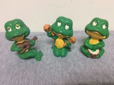 Vintage Ceramic Frog Playing Instruments Trio Figurines picture