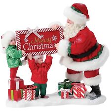 Dept. 56 Possible Dreams Santa Claus 10.5in Figurine Merry Christmas Sign Kids picture