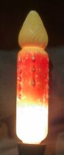 VINTAGE C7 MILK GLASS CHRISTMAS LIGHT BULB - 4” CANDLE W/SIMULATED DRIPS ‘WORKS’ picture